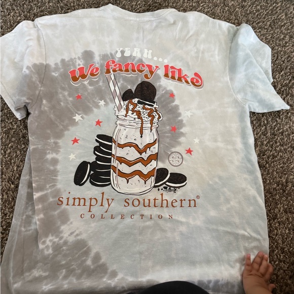 Simply Southern Gray Tie-Dye T-Shirt with Mason Jar Design - Picture 1 of 1